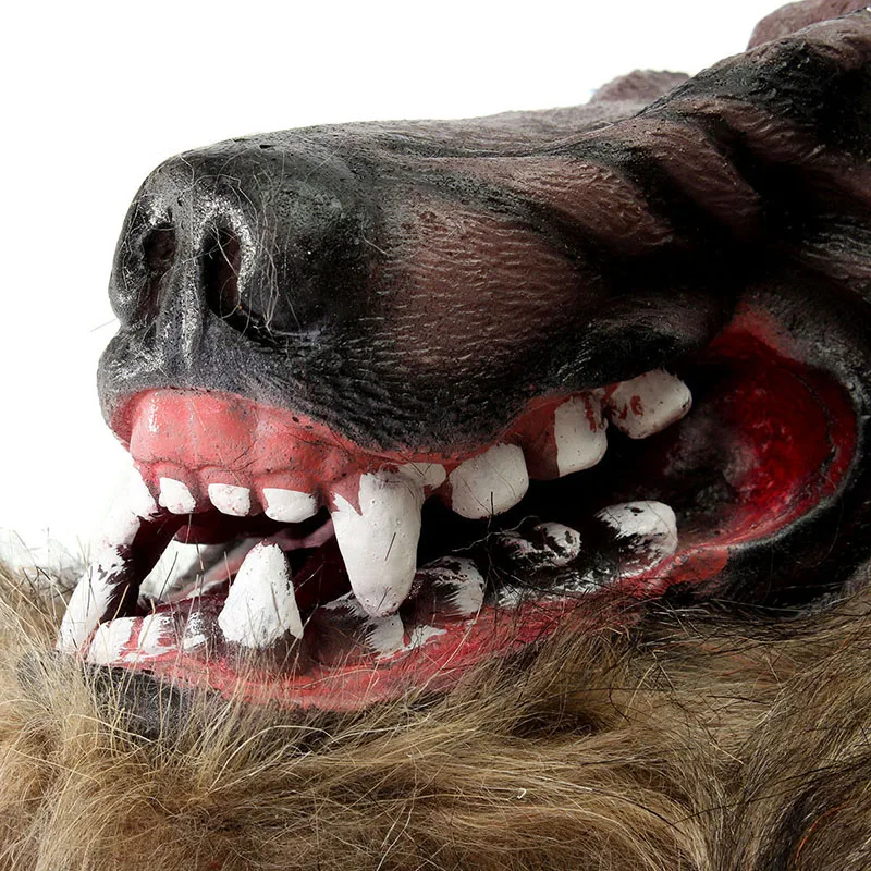 Halloween Latex Rubber Wolf Head Hair Mask Werewolf Gloves Costume Party Scary Decor images - 6