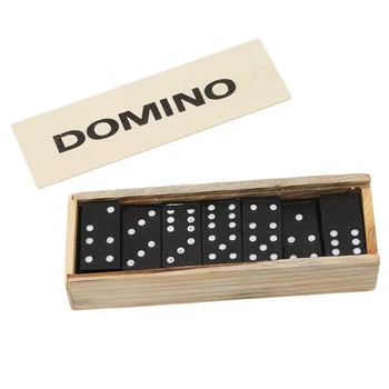 Wooden Domino Set with Storage Box Educational Board Game for Kids Family Fun 1