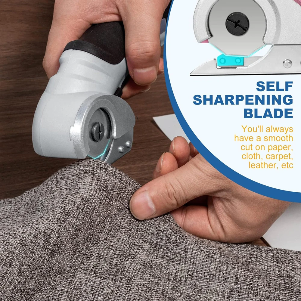 Cordless Electric Scissors Cardboard Cutter with Safety Lock 4.2V Electric Mini Cutter Rechargeable Rotary Cutter for Leather 4