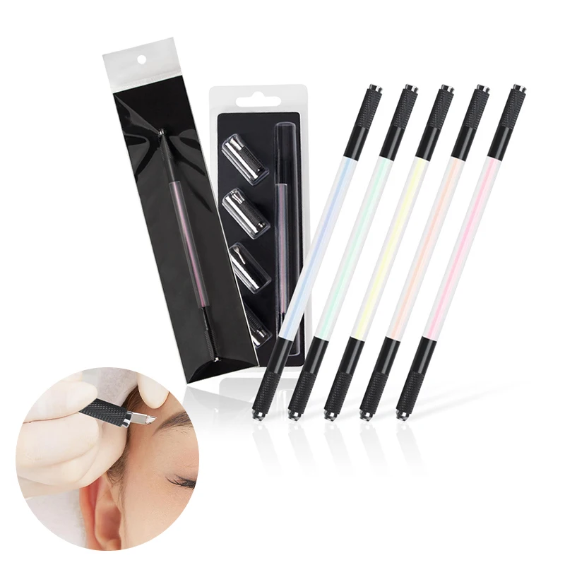 

Двухсторонняя Хрустальная ручка для бровей, полуперманентный макияж, искусственная ручка для вышивки бровей, игла, тату-ручка для бровей