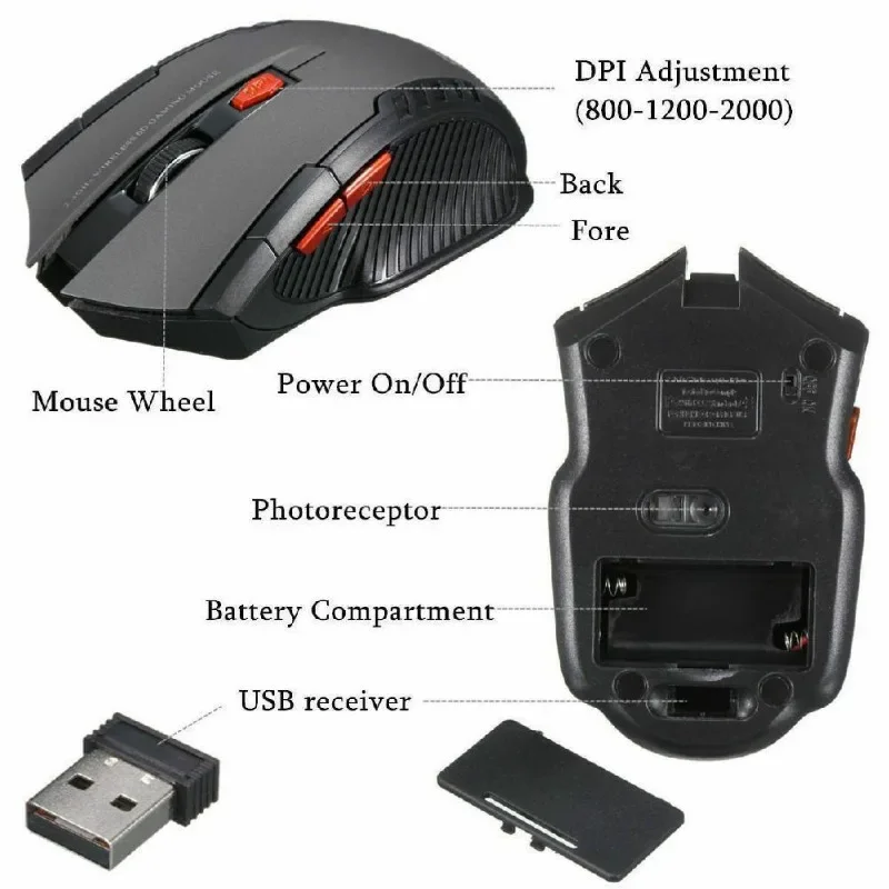 2.4GHz Wireless Optical Game Mouse for PC Laptop Computer USB Receiver Mini Portable Mouse Mice