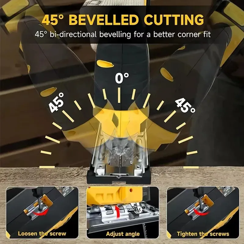 Cordless Jigsaw Tool Compatible With Dewalt 20V Battery, Variable Speed, LED Light, 0°-45