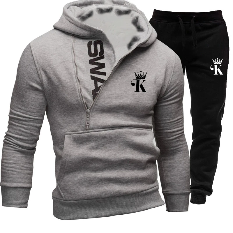 Men's Sports Pants Sweatshirts Hoodeds 2Pcs Sets Street Hip Hop Sweatshirts Male Casual Sportswear Winter New Hoodie 5