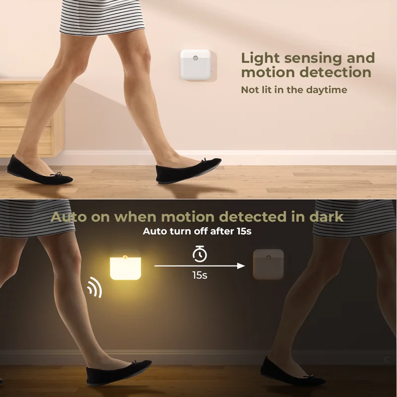 Motion Sensor Led Light Usb Charging Square Lamp for Bedroom Kitchen Stair Hallway Wardrobe Cupboard Lighting Night Lights