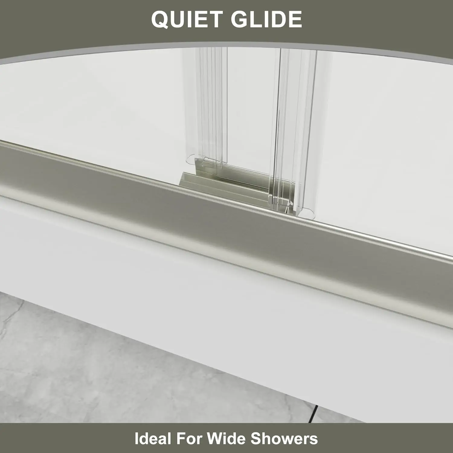 56-60" W x 70" H Semi-Frameless Sliding Shower Door, Glass Shower Door Brushed, Shower Doors can be Installed Left and Right 6
