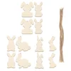 12 Pcs Shape Decorative Wood Cutouts Easter Slices Unfinished Craft naments Bunny Wood Chips Wooden Bunny Slices 1