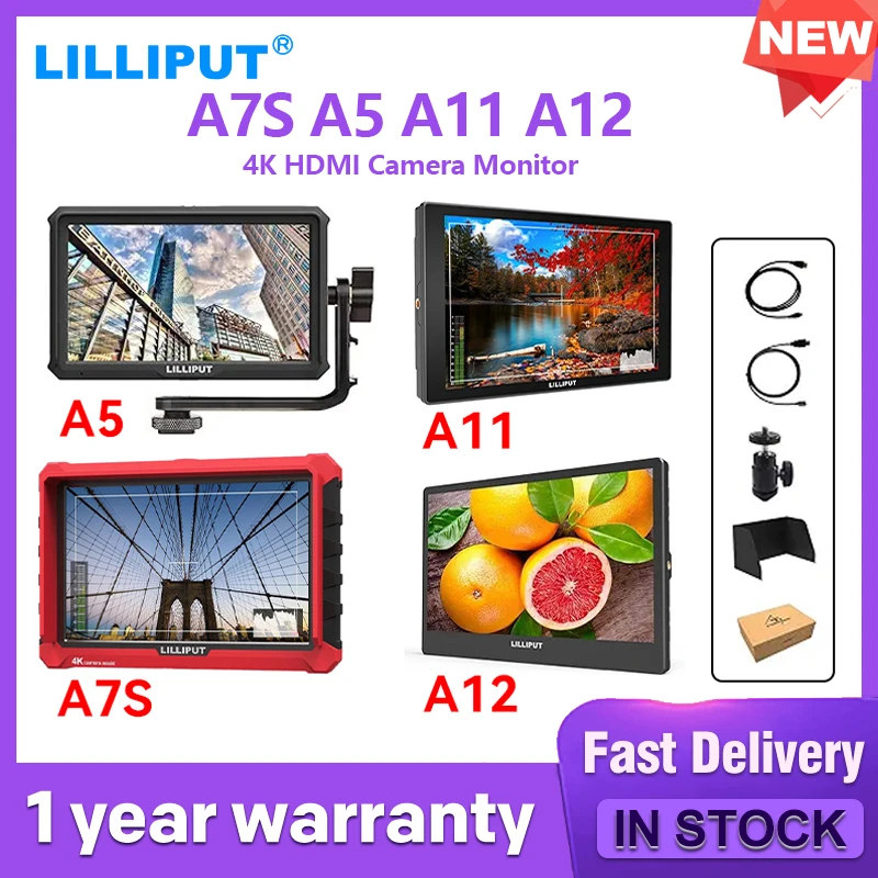 LILLIPUT A7S 4K Full HD 7 Inch Monitor A5 A11 A12 Series HDMI-Monitor Broadcast Director Support 3G-SDI Input for DSLR Camera