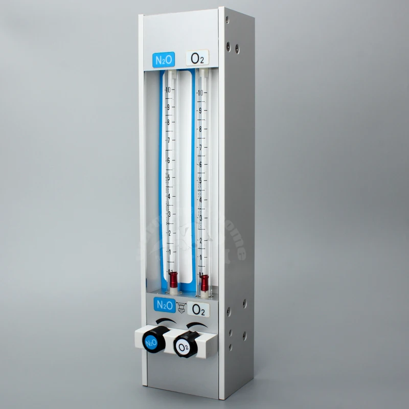 N2O and O2 Gas Flow Meters Anesthesia Machine Double Tube Flowmeter