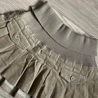 New Autumn and Winter Elastic Belt Mini Skirt Women Y2K Gothic pleated skirt Retro high-waisted skirt 1