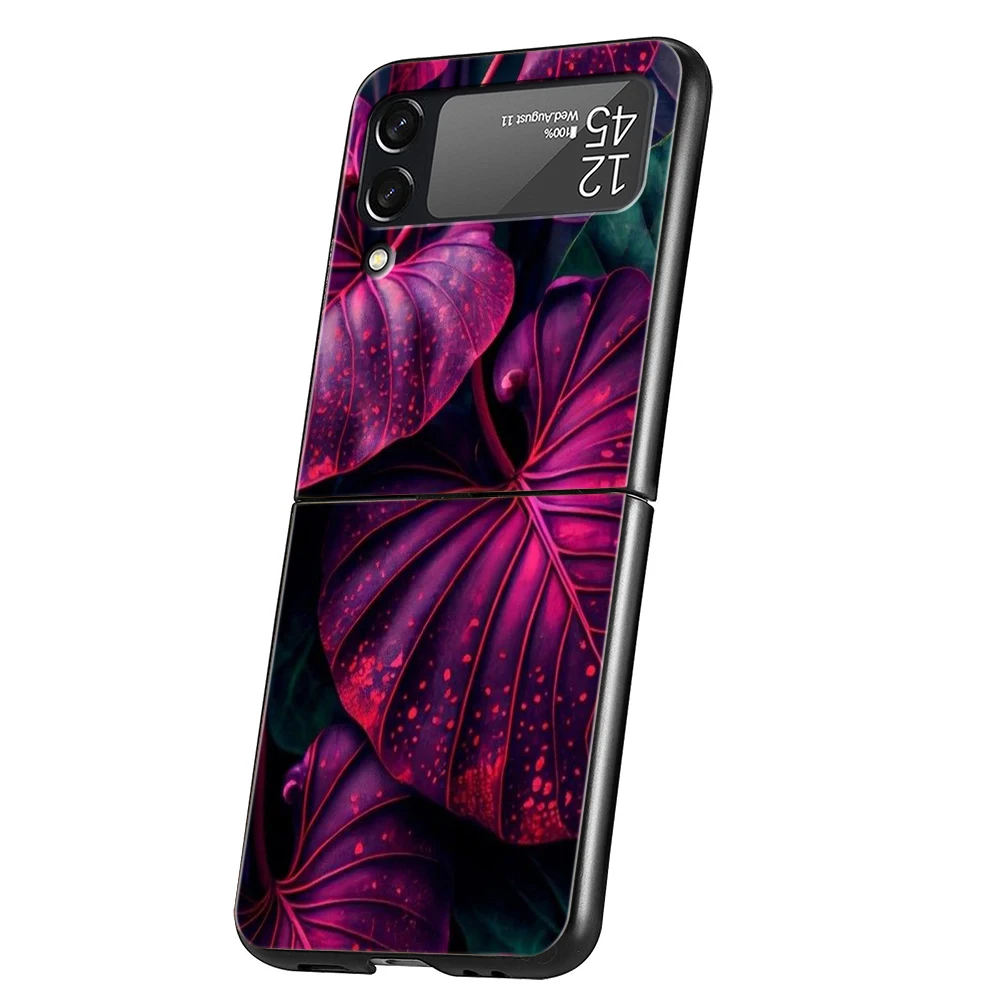 Bunte Blätter harte PC-Handy hülle für Samsung Galaxy Z Flip 5 4 3 schwarze Abdeckung für Galaxy Z Flip 6 faltbare stoß feste Hülle Capa – Detail 7