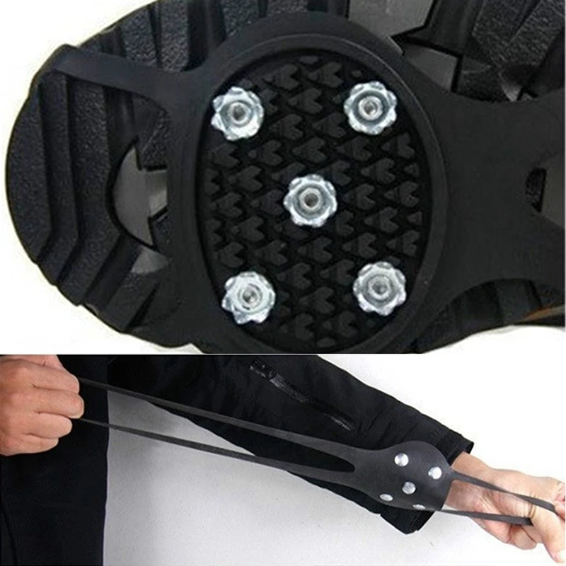 Anti-Skid Snow Ice Claw Climbing Anti Slip Spikes Grips Crampon Cleats Sport Shoe Cover 1Pair for Women Men Boots Cover ice gripper spike,climbing crampons