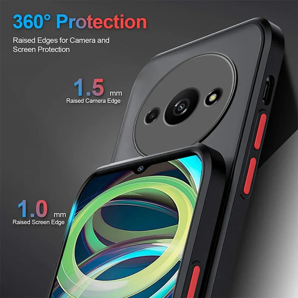 Shockproof Armor Matte Case with Soft TPU Bumper and Clear Hard Cover