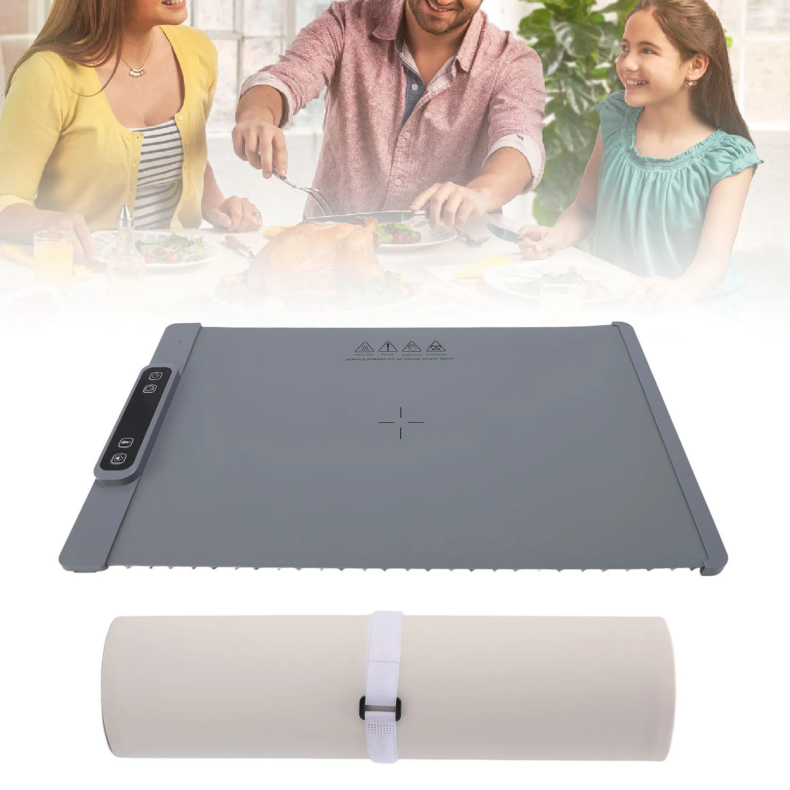 Electric Warming Tray Full Surface Heating Rollable Portable Silicone 3 Temperature Settings Versatile Food Warmer 60&deg;C-100&deg;C fo