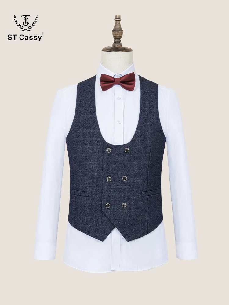 ST Cassy High Quality Jacket Vest Pants Slim Fit Casual Suit Single Breasted Groom Wedding Business Office Men Suits