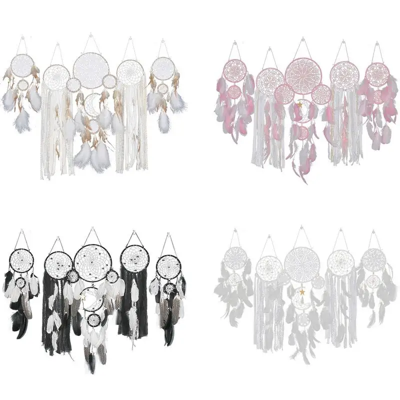 

5 Pcs Handmade Wall Hanging Dream Catcher Household Items Macrame White Boho Style Baby Shower Decorations For Home Decoration
