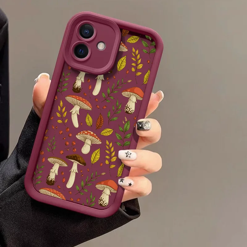 Cartoon Colorful Mushroom Pattern Soft Silicone Phone Case