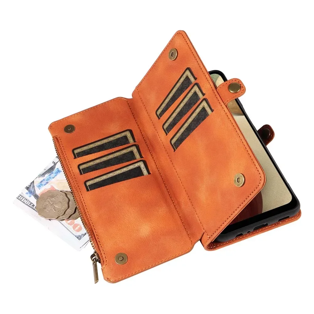 Handbag Zip Wallet Case with Wrist Strap and Leather Magnetic Closure