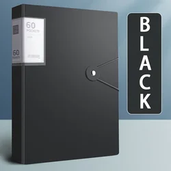 A4 Data Storage Book with Transparent Cover and Label - 60 - Page Multi - Functional Folder (Black - 60 pages)