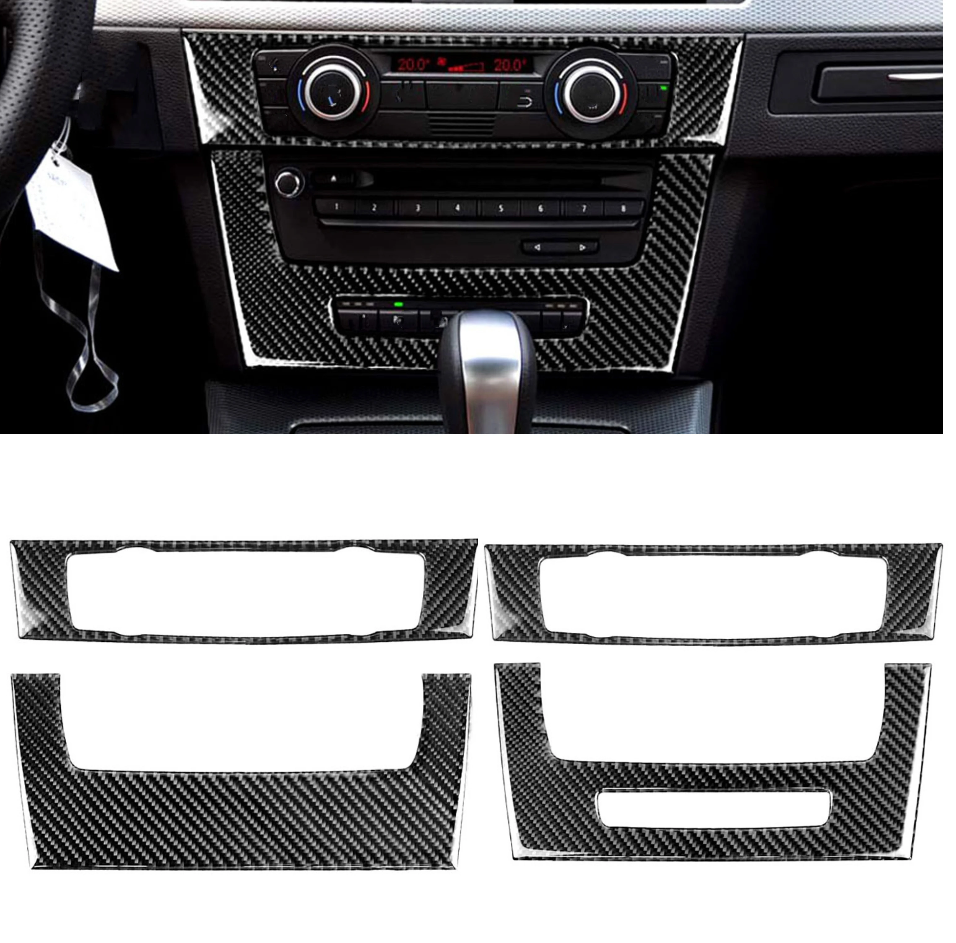 

E90 Car Styling Interior Center Control CD Panel Frame Cover Trim For BMW 3 Series E90 E92 E93 2005 - 2011 2012 Carbon Fiber