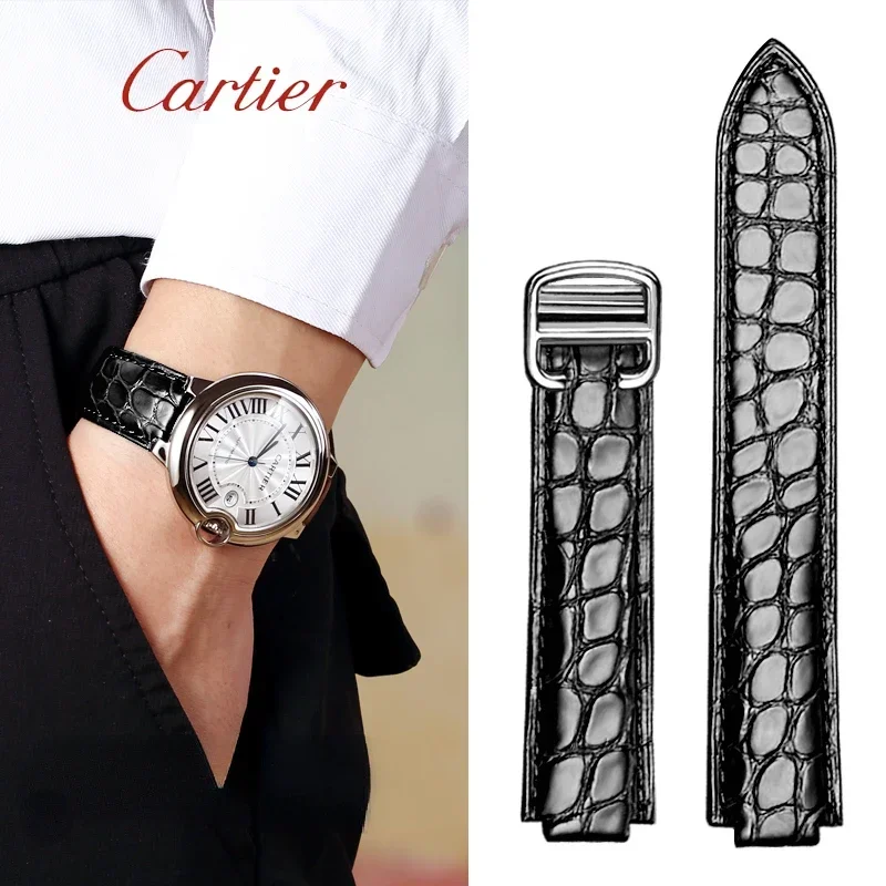 ✨Cartier レディース　クロコWatch belt✨格安 Genuine Leather Watch Strap for Cartier Blue Balloon