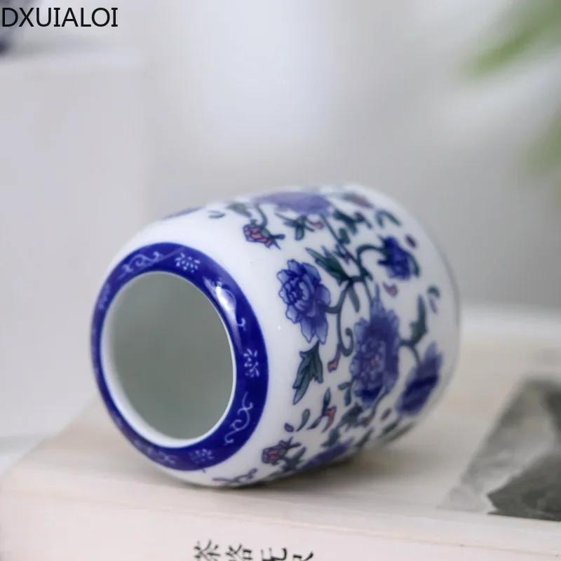 DXUIALOI Chinese antique mini applique small vase ceramic crafts living room desktop hydroponic vase home decoration 2