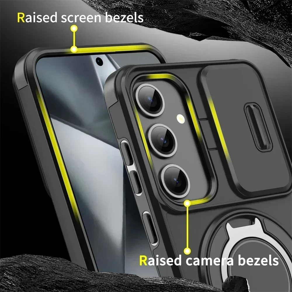 Enhanced Magnetic Bracket Case with Slide Camera Protection and Shockproof Cover