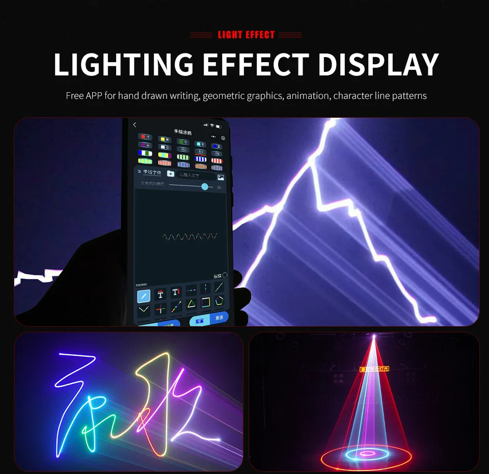 APP Control ILDA 3D Animation Laser Light 2W 3W 4W RGB Stage Scanner Projector E