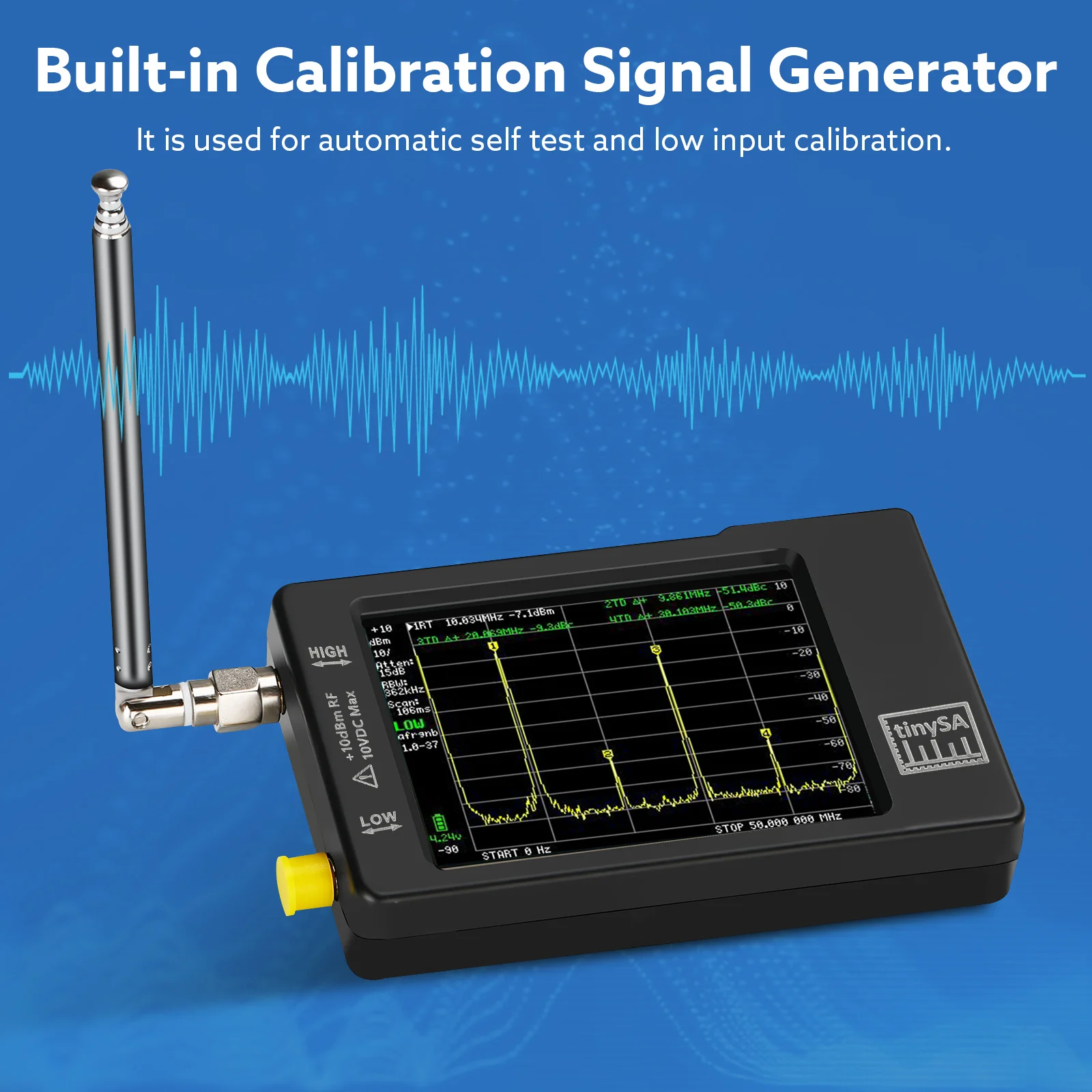 2.8 inch Display 100kHz to 960MHz Hand held Analyzer with ESD Proteced 5