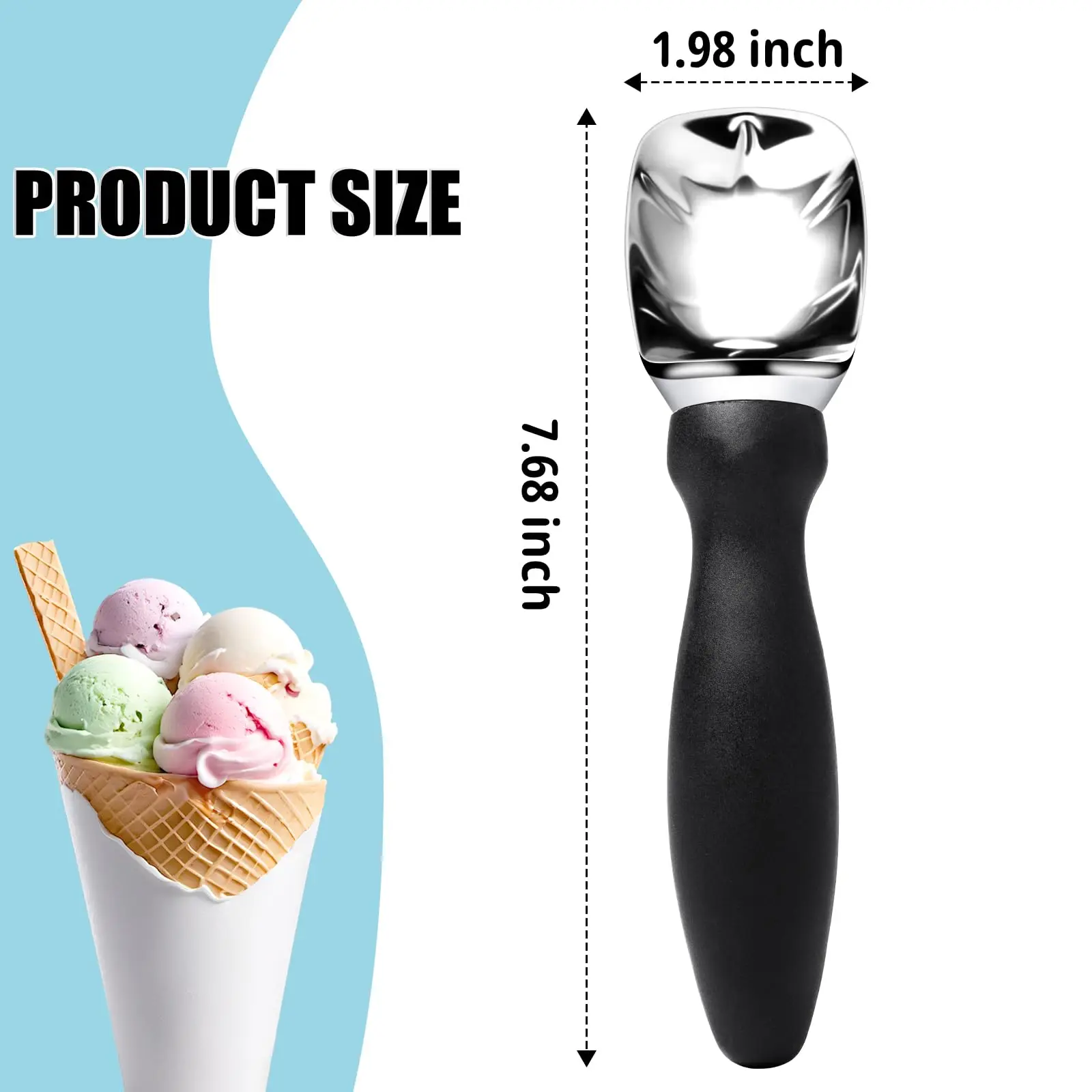 Ice Cream Scoop, Comfortable to Hold Professional Large Ice Cream Scoop, Used to Scoop Frozen Hard Cream, Cookie Dough