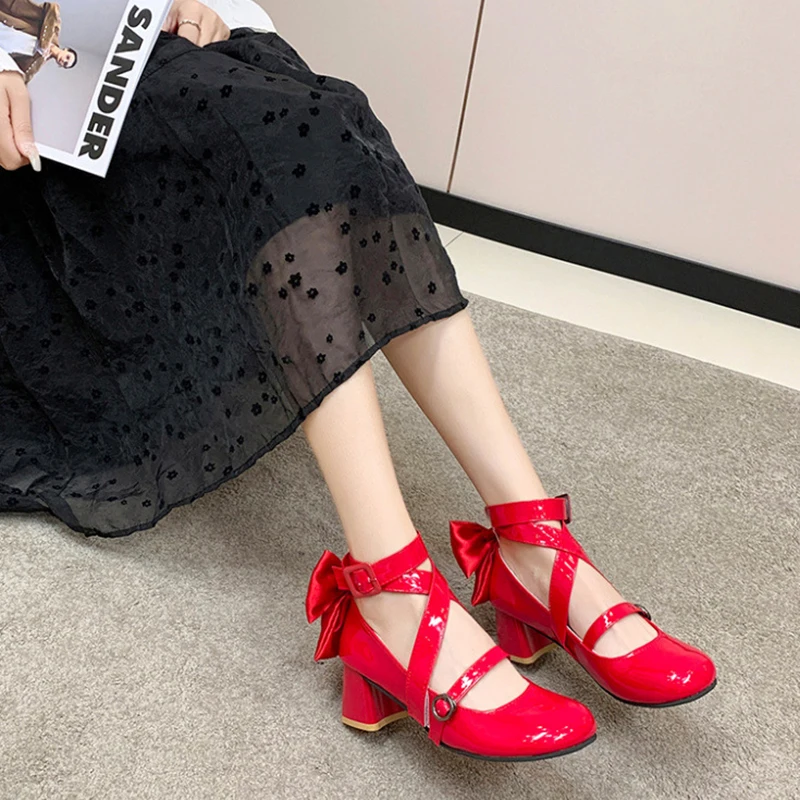 Generic Red Bow High Heel Boots for Cosplay Events