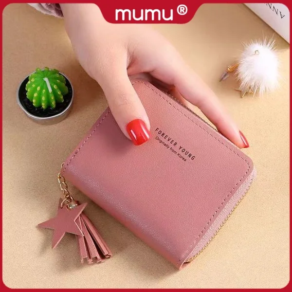 Mumu #1054 Korean Fashion Leather Ladies Wallet Coin Purse Card Holder Mini Cute Wallets For Women