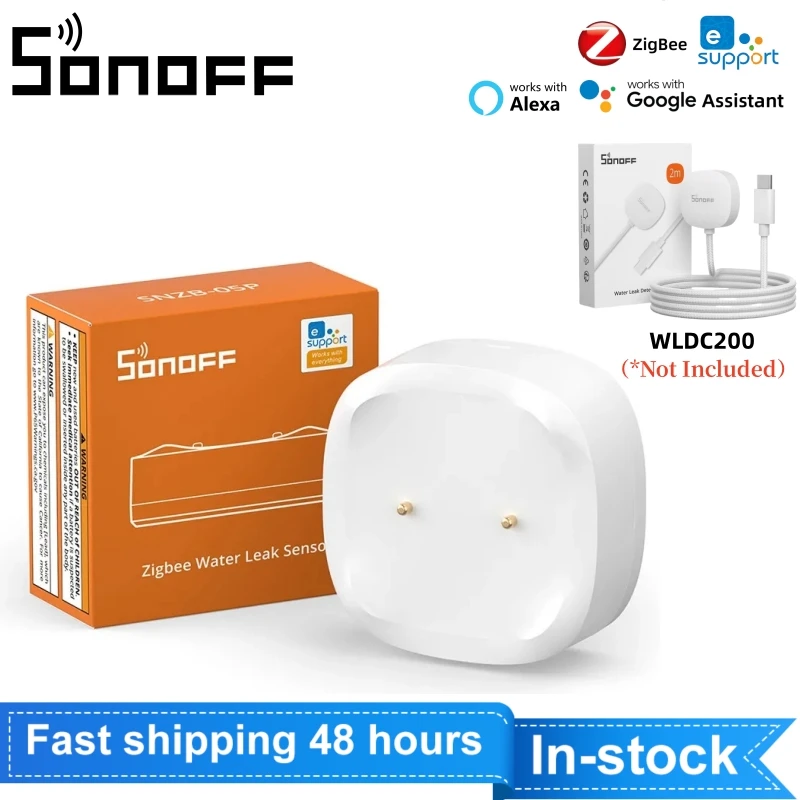 SONOFF SNZB-05P Zigbee Smart Water Leak Sensor and WLDC200 Water Leak Detection Cable Smart Home Remote Control Via Alexa Google