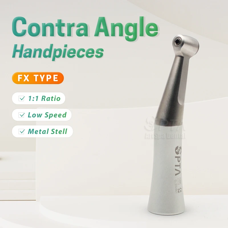 

Dental FX 1:1 Contra Angle Slow Speed Air Turbine External Push Button Outer Water Way Metal Stell E Type Coupler Dentist Tool