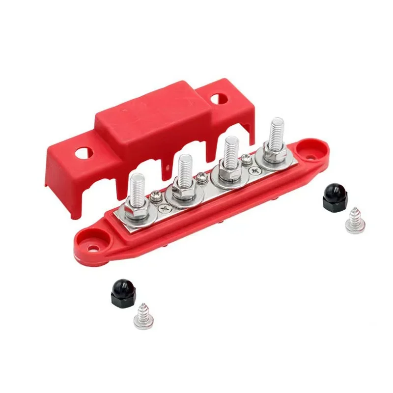 Power Distribution Block M8 M10 4 Studs Power Distribution Block 250A Rating BUSBAR Bus Bar With Cover For Car Boat Auto Yacht RVs