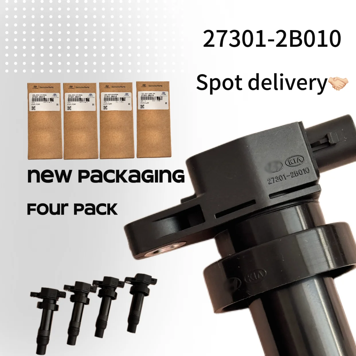 4Pcs Ignition Coil 27301-2B010 for Hyundai Kia 10-11 Kia Soul 1.6L