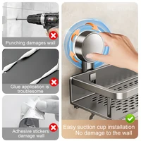 30/40/50CM Bathroom Shelf With Suction Cup Shower Organizer Without Drilling Shampoo Rack Toilet Shelf Bathroom Accessories 2