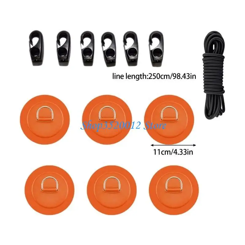 27rd 링 링 패치 탄성 로프 세트 팽창 식 보트를위한 PVC 스테인레스 스틸 구조 카약 안전 로프 장착