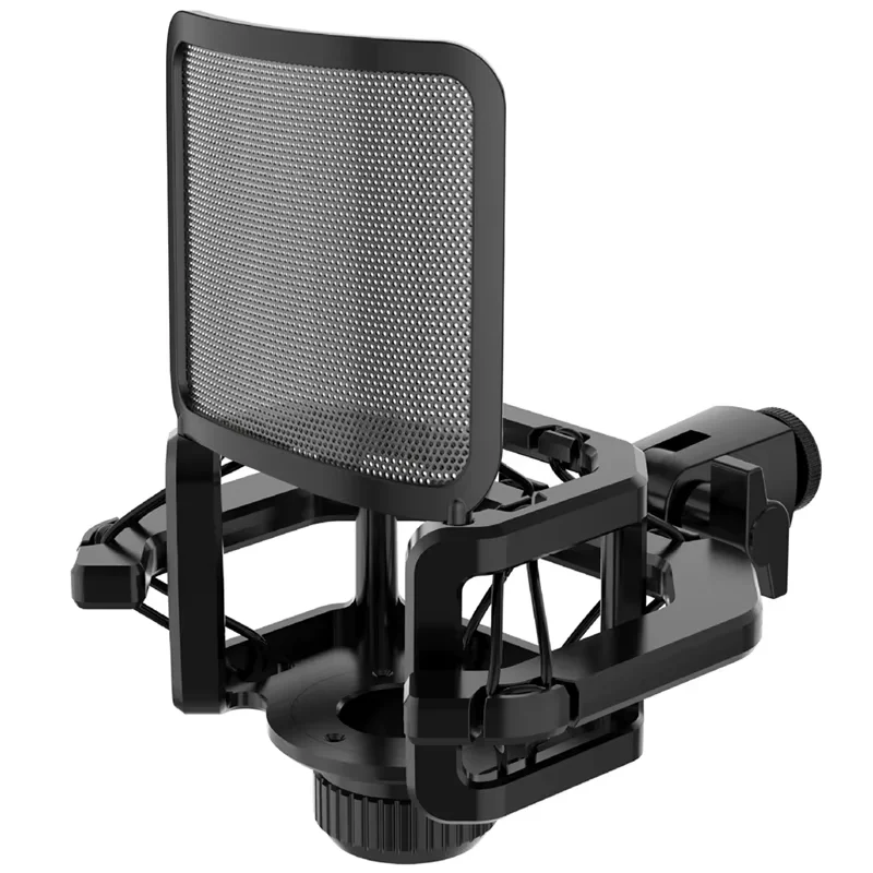 Noise-Reducing Microphone Shock Mount with Anti-Vibration Windscreen Filter | Stable & Easy Installation