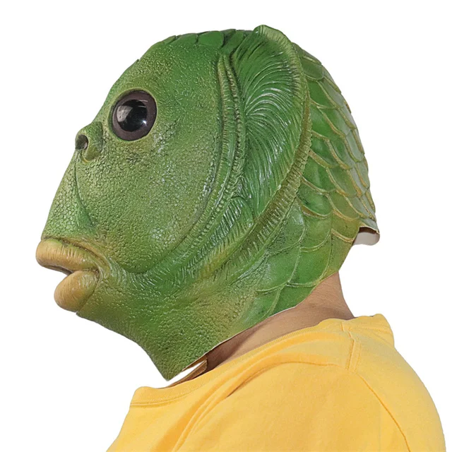 Adult Funny Ugly Green Fish Mask Latex Cosplay Party Halloween Alien Headwear Party Horror Spoof Supplies - Image 4