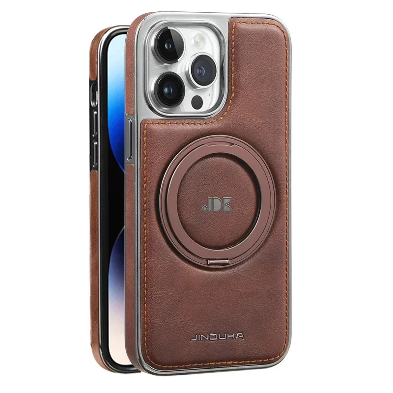 Premium Magnetic Leather Phone Case with Kickstand and MagSafe Compatibility