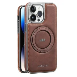 Premium Magnetic Leather Phone Case with Kickstand and MagSafe Compatibility - iPhone 13 Pro Max (Coffee)