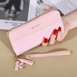 Elegant Fashion Zipper Tote Wallet for Women - PU Leather Coin and Card Holder (Pink)