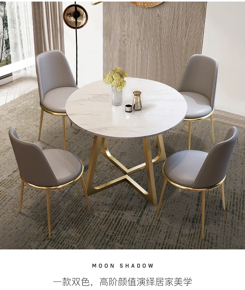 Description Picture 6 of itemSmall Space Dining Table Round Floor Waterproof White Mobile Dining Tables Restaurant Nordic Mesa De Comedor Home Furniture