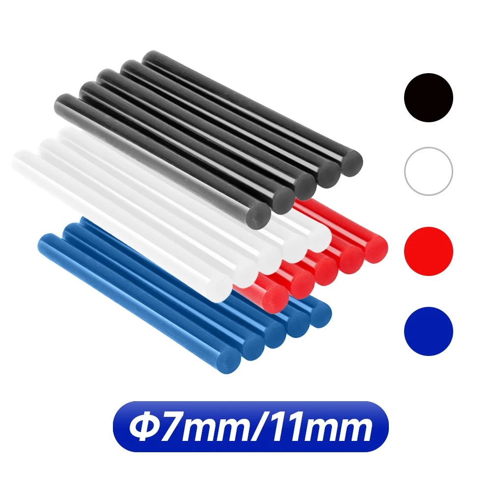 強力な接着剤スティック,5〜100個,7mm/11mm,透明/黒/赤/青,粘着性,ホットガンスティック,アクセサリー