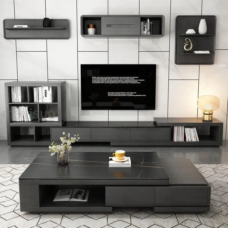 Tablero de Rock para TV, mueble moderno y simple de alta gama para el  hogar, pequeña sala de estar, piso retráctil, combinación de mesa de té -  AliExpress