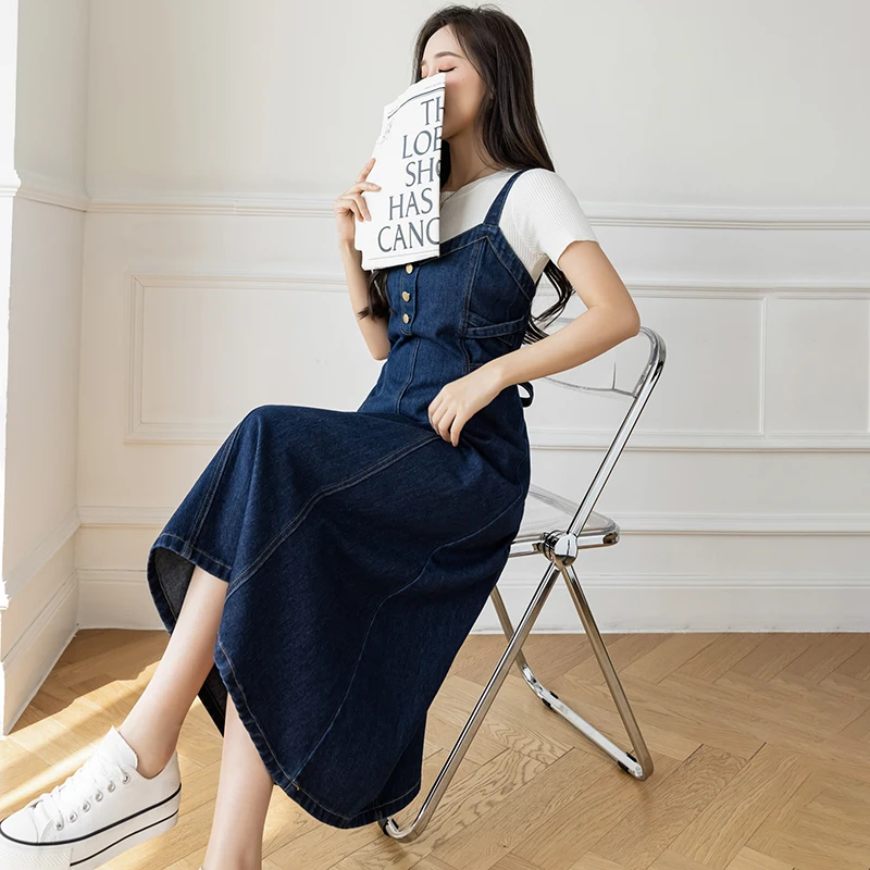 早期品切れ間近★韓国人気【 JEANS】Embroidered Dress Crush Embellished Denim Dress Blue Moon Online | Zimmermann