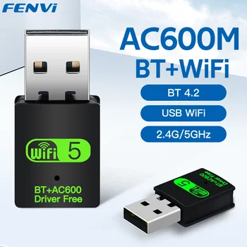 600Mbps USB WiFi Bluetooth Adapter Dual Band 2.4/ 5.8Ghz Wireless External Receiver RTL8821CU Wi-Fi Dongle for PC/Laptop/Desktop