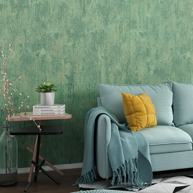 

American Vintage Dark Green Wallpaper Non-Woven Plain Color Bedroom Living Room Sofa Tv Background Home Decor Cement Wallpaper