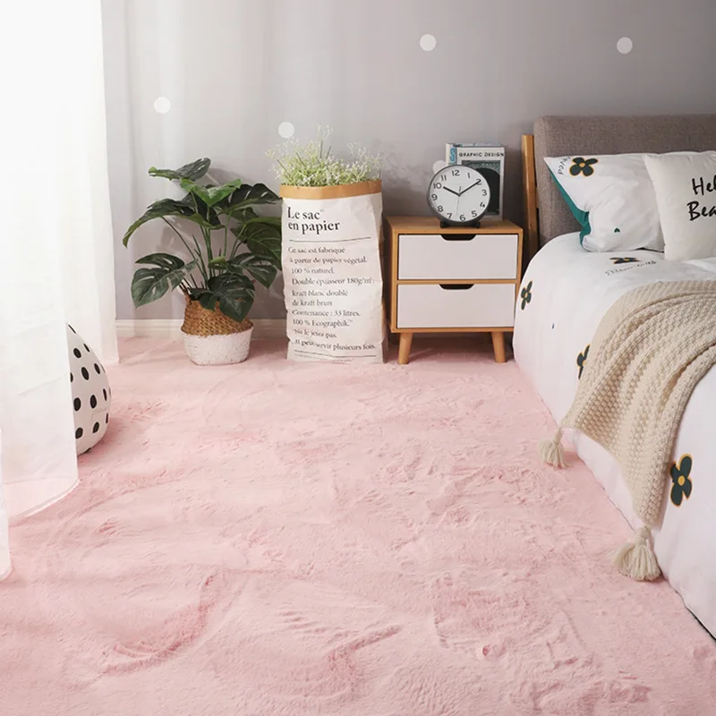 FauxRabbitFurCarpetSuperSoftSilkyTouchAreaRugsforBedroom