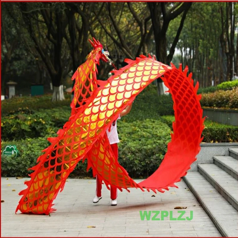 4m Dragon Dance Ribbon Chinese Mascot Costume For Adult Children Cartoon Family Props Outfit Dress Party Carnival Festivall